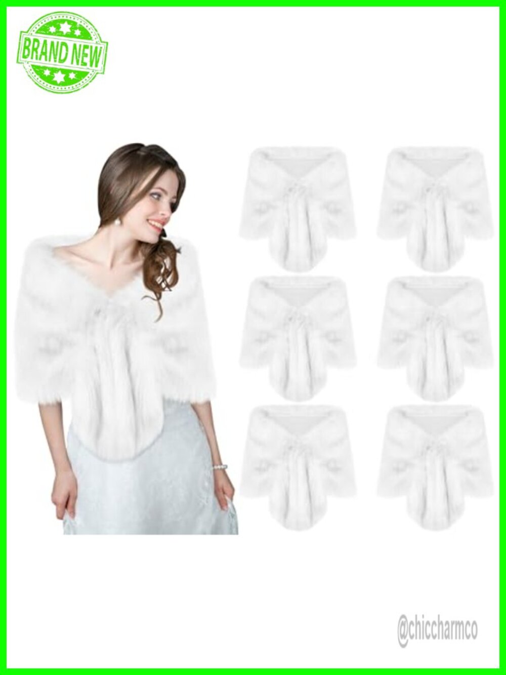 Faux Fur Shawl Wrap Stole Shrug Winter Scarf Cape for Wedding Party